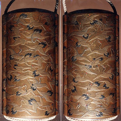 Case (Inrō) with Design of Cranes in Flight