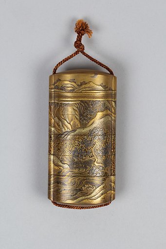 Case (Inrō) with Design of Flowering Cherry Trees Beside Winding  River (obverse); Maple Trees in Autumn (reverse)