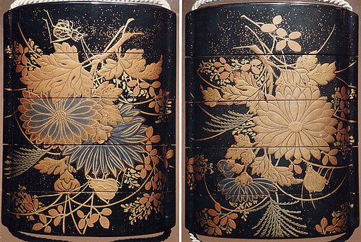 Case (Inrō) with Design of Insects beside Flowering Autumn Grasses