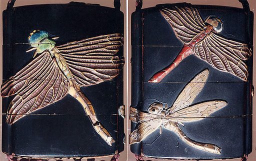 Case (Inrō) with Design of Three Large Dragonflies