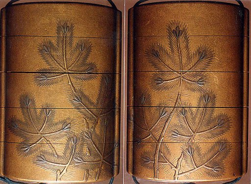 Case (Inrō) with Design of Young Pine Trees