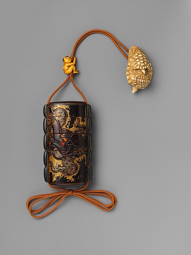 Inrō with Dragon among Clouds and Waves