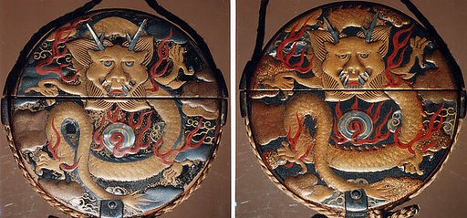 Case (Inrō) with Design of  Flaming Dragon with Clouds