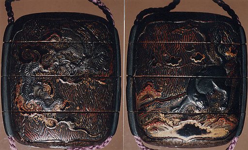 Case (Inrō) with Design of Dragon (obverse); Tiger (reverse)