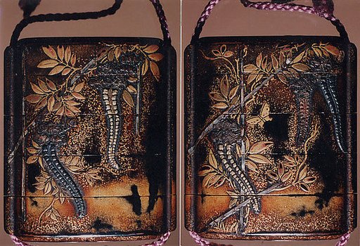 Case (Inrō) with Design of Flowering Wisteria on a Trellis