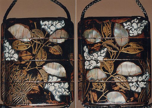 Case (Inrō) with Design of Flowering Hagi beside a Brushwood Fence
