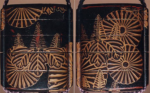 Case (Inrō) with Design of Chrysanthemum and Pawlonia