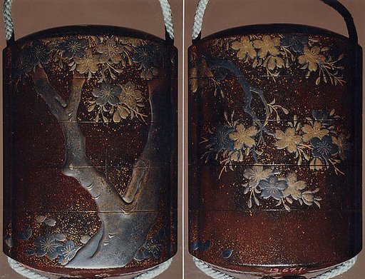Case (Inrō) with Design of a Flowering Cherry Tree