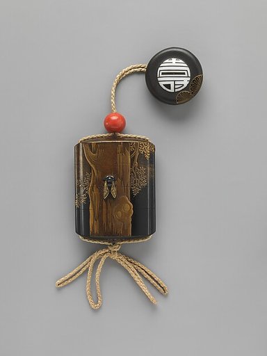 Case (Inrō) with Design of Cicada on Tree Trunk