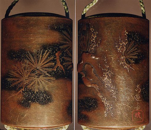 Case (Inrō) with Design of Pine Trees and Snow