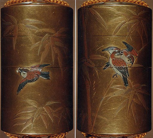 Inrō with Sparrows and Bamboo