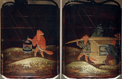 Case (Inrō) with Design of Fox Wedding Procession in Rain