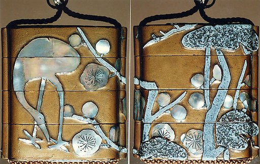 Inrō with Crane and Plum Tree