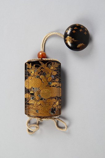 Case (Inrō) with Design of Flowering Hagi, Chrysanthemum and Autumn Grasses