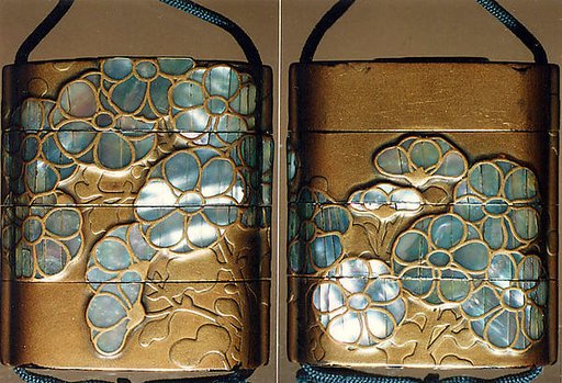 Case (Inrō) with Design of Flowering Plants