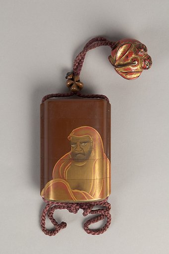 Case (Inrō) with Design of Daruma (obverse);  Fly Whisk (Hossu) (reverse)