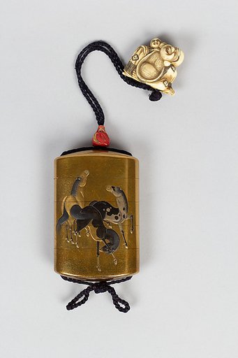 Case (Inrō) with Design of Five Playing Horses