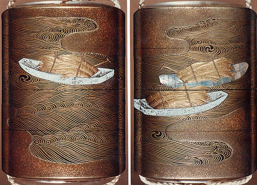 Case (Inrō) with Design of Sheaves of Rice in Boats