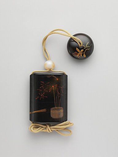 Case (Inrō) with Design of Fireworks (obverse); Design of Fan (reverse)