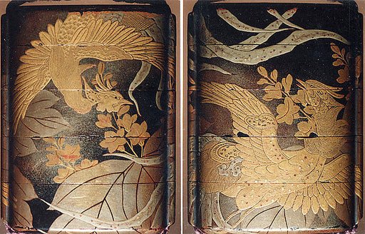 Case (Inrō) with Design of Two Hō-ō Birds in Flight among Flowering Kiri Branches