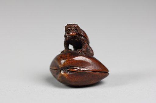 Netsuke of a Kappa on a Clamshell