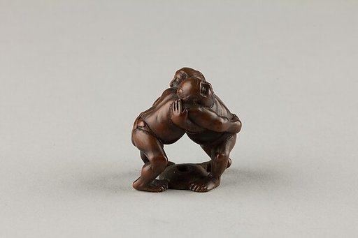 Netsuke of Two Men Wrestling