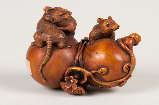 Netsuke of Gourd and Mice