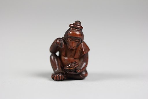 Netsuke of Monkey Examining Turtle