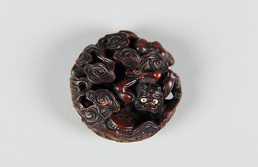 Netsuke of God of Thunder (Raijin) in Clouds