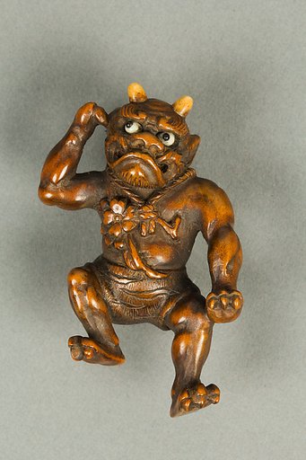 Netsuke of Demon Carrying a Gourd on His Back