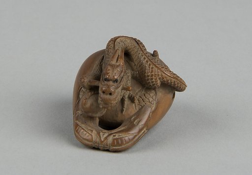 Netsuke of Dragon in a Nut