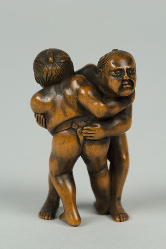 Netsuke of Two Men Wrestling