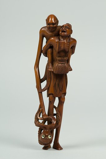 Netsuke of Two Men and an Octopus