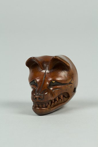 Netsuke of Fox Mask with Movable Jaw