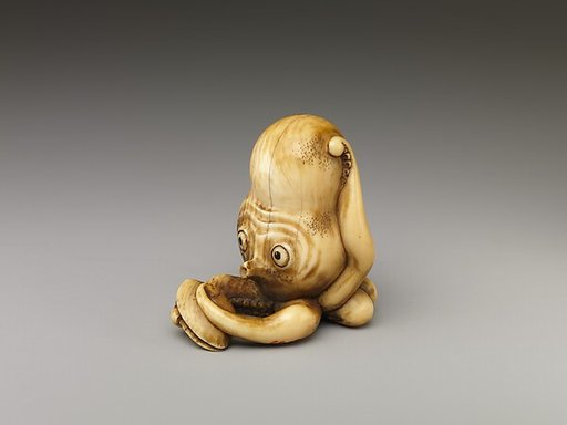 Netsuke of Octopus Holding Clam
