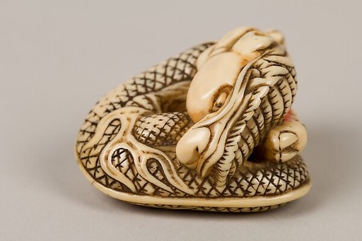 Netsuke of Coiled Dragon Enclosing a Pearl