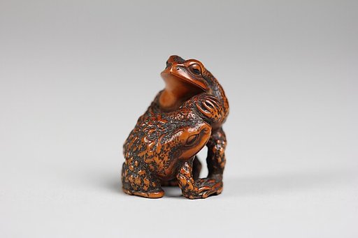 Netsuke of Two Frogs Wrestling