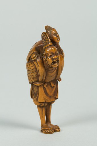 Netsuke of Man with Boy on His Back