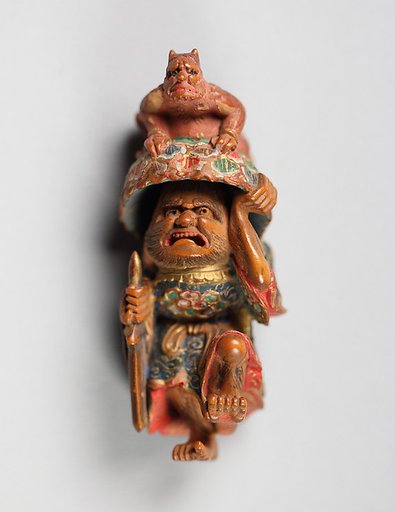 Netsuke of Man with an Ōni on His Hat