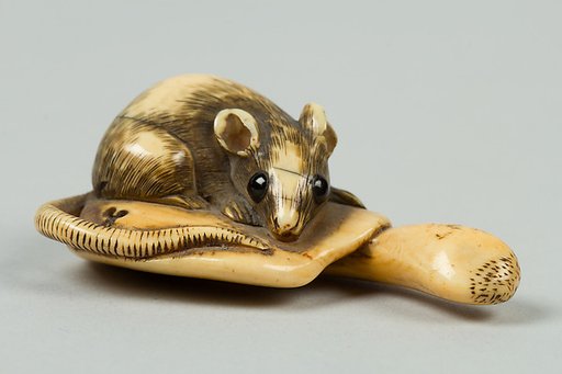 Netsuke of Mouse on a Mushroom