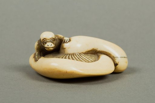 Netsuke of Monkey on a Mushroom
