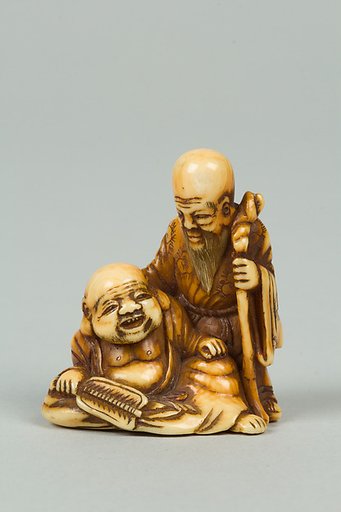 Netsuke of Hotai and Fukurokujin