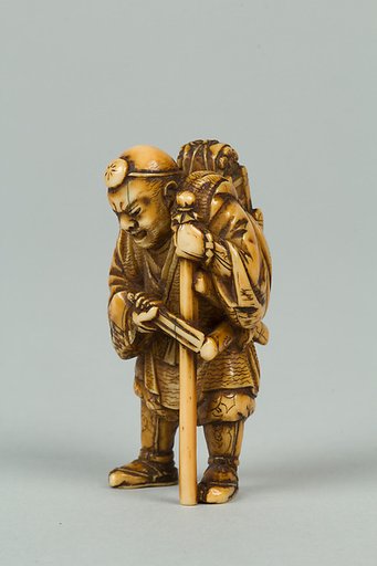 Netsuke of Old Man with a Pack on His Back