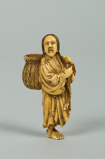 Netsuke of a Girl Carrying a Basket on her Back