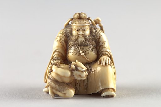 Netsuke of Shoki Holding a Demon by a Cord