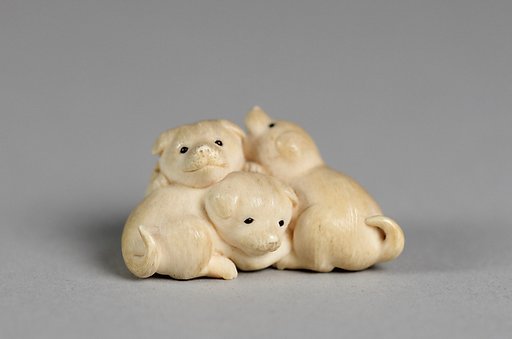 Netsuke of Three Puppies