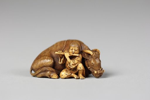 Netsuke of Ox with Bokudo