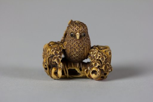 Netsuke of Owl and Two Owlets