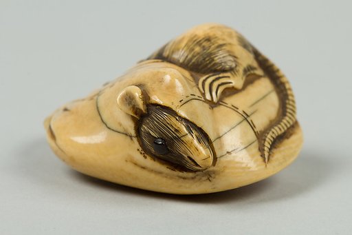 Netsuke of Mouse in a Bag