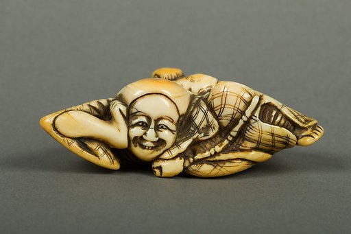 Netsuke of Woman and Monkey